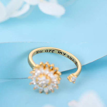 Anti Stress-Anxiety Sun Flower Stainless Steel Ring
